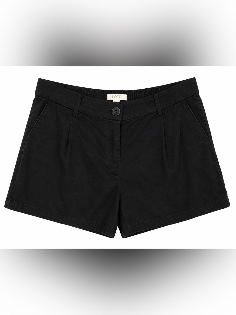 LOFT Black Pleated Shorts Size 4 Elastic Back Waist Casual